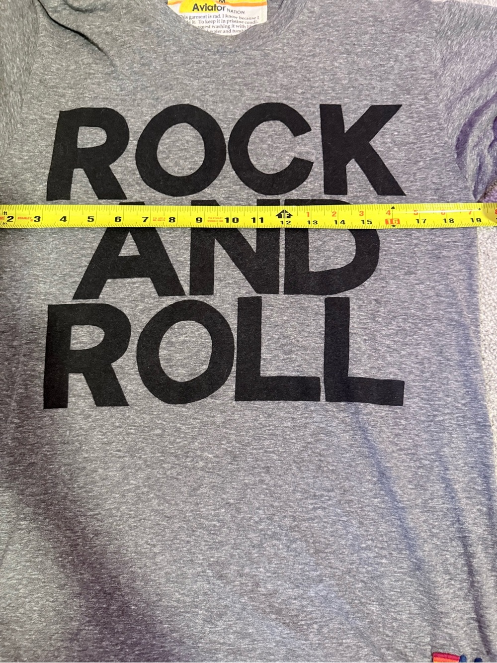 Aviator Nation Gray Tee with Black 'ROCK AND ROLL' Graphic - Picture 8 of 8
